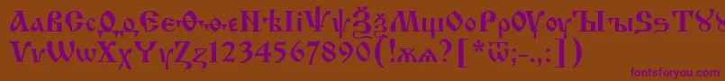 Izhitsa0 Font – Purple Fonts on Brown Background