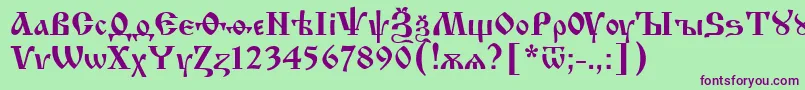 Izhitsa0 Font – Purple Fonts on Green Background