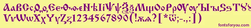 Izhitsa0 Font – Purple Fonts on Yellow Background