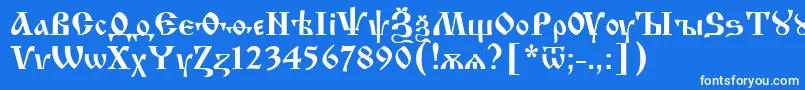 フォントIzhitsa0 – 青い背景に白い文字