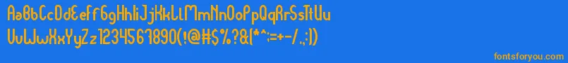 フォントDearBaby – オレンジ色の文字が青い背景にあります。