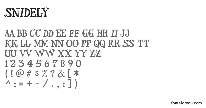 Шрифт Snidely – алфавит, цифры, специальные символы