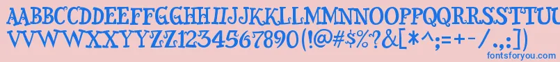 Snidely Font – Blue Fonts on Pink Background