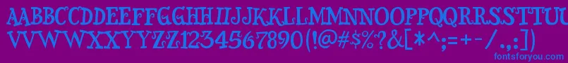 Snidely-Schriftart – Blaue Schriften auf violettem Hintergrund