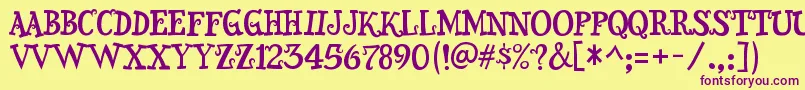Snidely-Schriftart – Violette Schriften auf gelbem Hintergrund