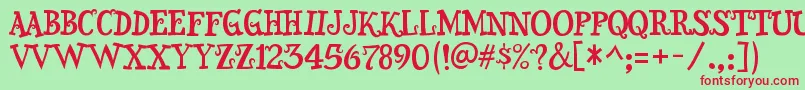 Snidely Font – Red Fonts on Green Background