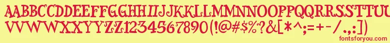 Snidely Font – Red Fonts on Yellow Background