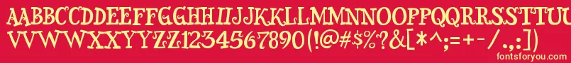 Snidely-fontti – keltaiset fontit punaisella taustalla