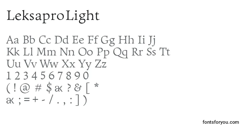A fonte LeksaproLight – alfabeto, números, caracteres especiais