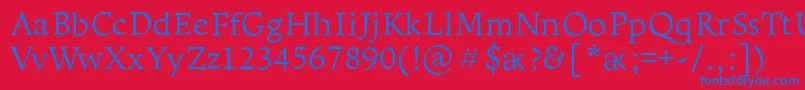 LeksaproLight Font – Blue Fonts on Red Background