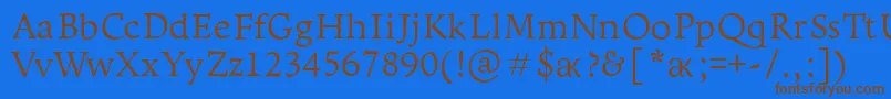 LeksaproLight Font – Brown Fonts on Blue Background