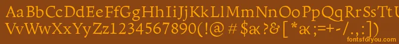 LeksaproLight Font – Orange Fonts on Brown Background