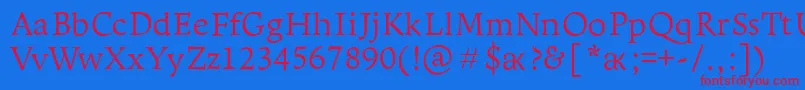 LeksaproLight Font – Red Fonts on Blue Background