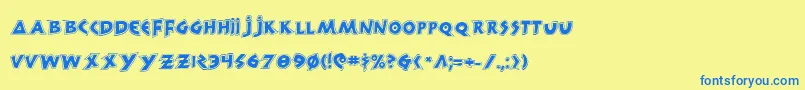 フォント300TrojansGreco – 青い文字が黄色の背景にあります。