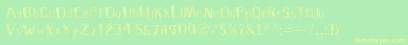 フォントMediterraneoLtTwo – 黄色の文字が緑の背景にあります