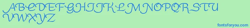 RoundySwash-Schriftart – Blaue Schriften auf grünem Hintergrund