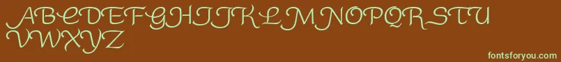 RoundySwash-fontti – vihreät fontit ruskealla taustalla