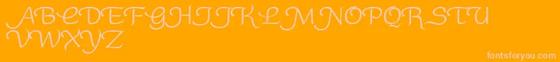 RoundySwash-Schriftart – Rosa Schriften auf orangefarbenem Hintergrund