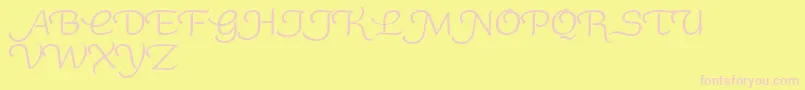 RoundySwash-Schriftart – Rosa Schriften auf gelbem Hintergrund