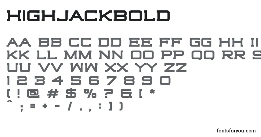 A fonte HighjackBold – alfabeto, números, caracteres especiais