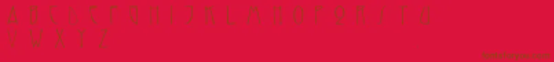 フォントReynoldscaps – 赤い背景に茶色の文字