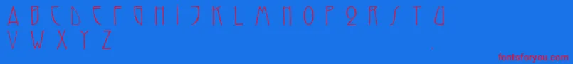 Więcej informacji o czcionce Reynoldscaps Czcionka Reynoldscaps – czerwone czcionki na niebieskim tle