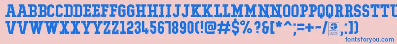 Fonte TypoCollegeRockingDemo – fontes azuis em um fundo rosa