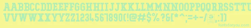 Шрифт TypoCollegeRockingDemo – зелёные шрифты на жёлтом фоне