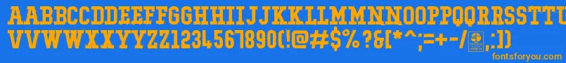 TypoCollegeRockingDemo-Schriftart – Orangefarbene Schriften auf blauem Hintergrund