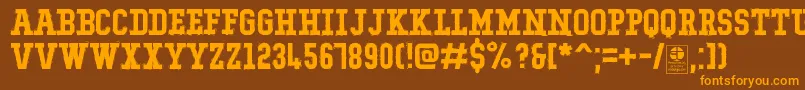 TypoCollegeRockingDemo-fontti – oranssit fontit ruskealla taustalla