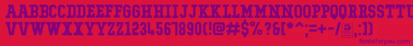 Fonte TypoCollegeRockingDemo – fontes roxas em um fundo vermelho