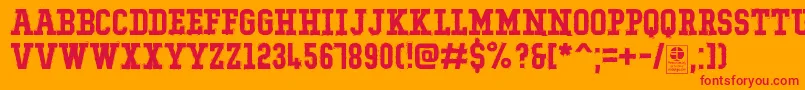 Fonte TypoCollegeRockingDemo – fontes vermelhas em um fundo laranja