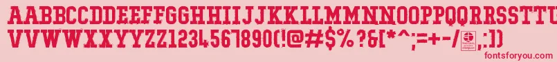 Czcionka TypoCollegeRockingDemo – czerwone czcionki na różowym tle