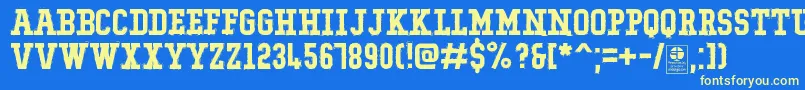 TypoCollegeRockingDemo Font – Yellow Fonts on Blue Background