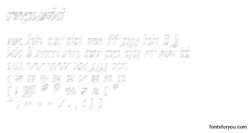 Шрифт Repuski – алфавит, цифры, специальные символы