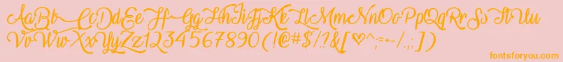 VampireCalligraphyOtf-Schriftart – Orangefarbene Schriften auf rosa Hintergrund