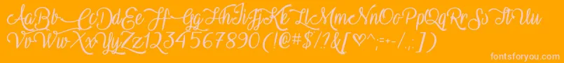 VampireCalligraphyOtf-Schriftart – Rosa Schriften auf orangefarbenem Hintergrund