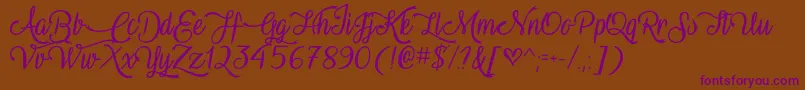 VampireCalligraphyOtf Font – Purple Fonts on Brown Background