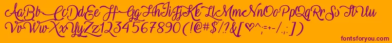 VampireCalligraphyOtf Font – Purple Fonts on Orange Background