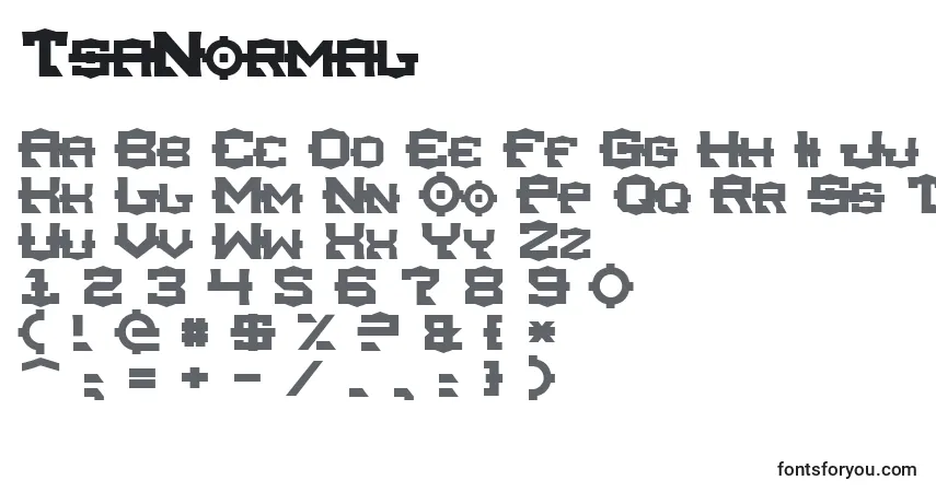 Czcionka TsaNormal – alfabet, cyfry, specjalne znaki