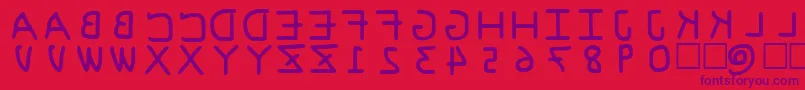 PfVeryverybadfont6s-Schriftart – Violette Schriften auf rotem Hintergrund