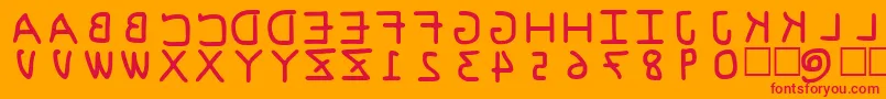 PfVeryverybadfont6s-Schriftart – Rote Schriften auf orangefarbenem Hintergrund