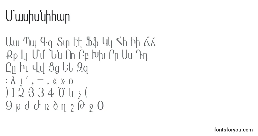 Schriftart Masisnihar – Alphabet, Zahlen, spezielle Symbole