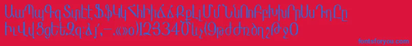 フォントMasisnihar – 赤い背景に青い文字