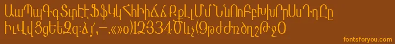 Masisnihar-fontti – oranssit fontit ruskealla taustalla