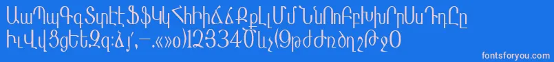 フォントMasisnihar – ピンクの文字、青い背景