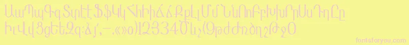 Masisnihar-Schriftart – Rosa Schriften auf gelbem Hintergrund
