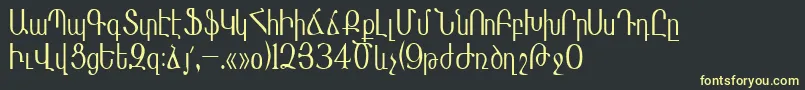 フォントMasisnihar – 黒い背景に黄色の文字