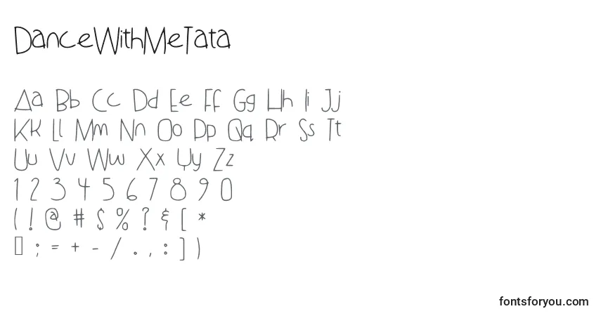 A fonte DanceWithMeTata – alfabeto, números, caracteres especiais