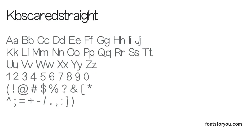 Czcionka Kbscaredstraight – alfabet, cyfry, specjalne znaki